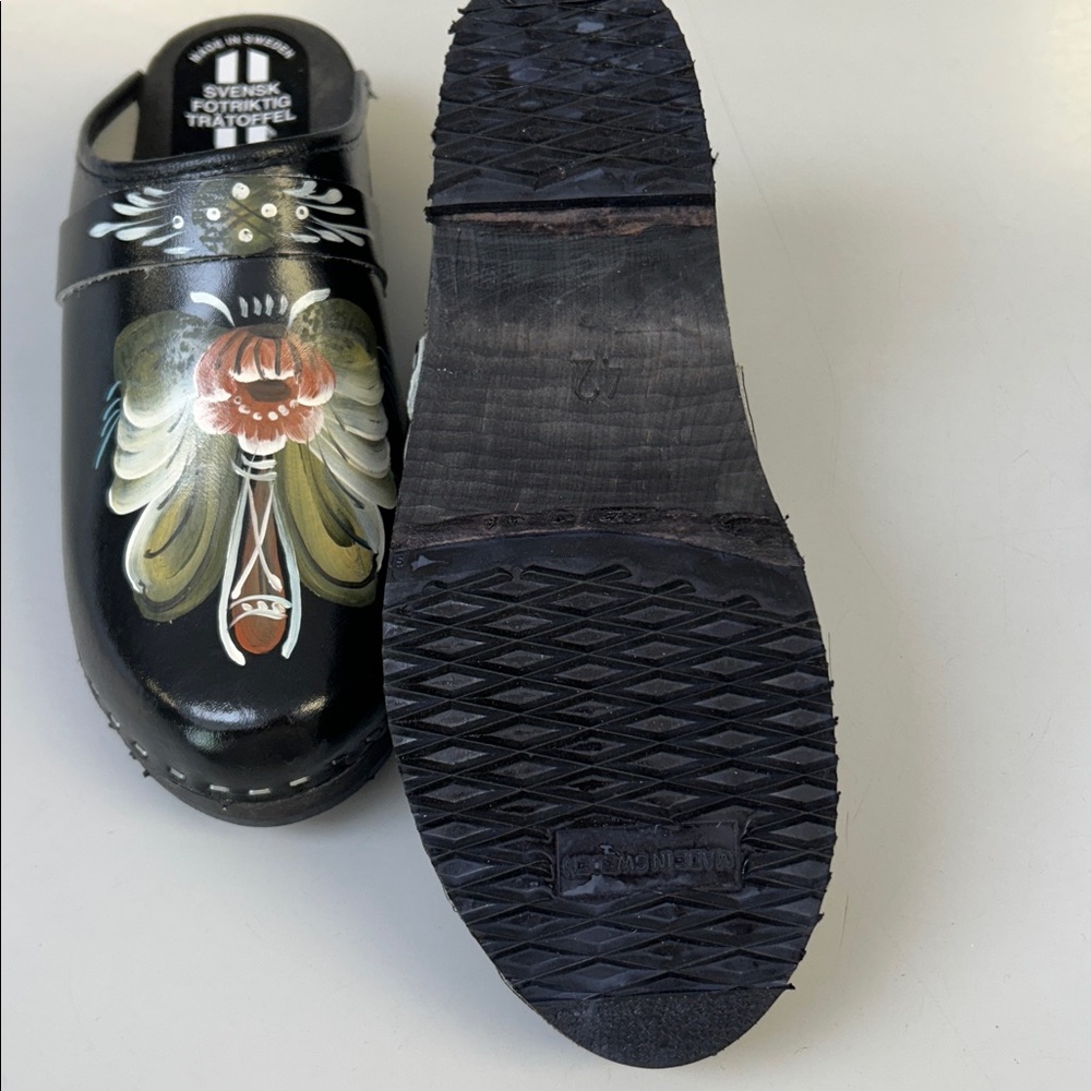 NWOT Svensk Fotriktig Tratoffel Swedish Clogs Hand Painted Size 41 - Picture 5 of 7